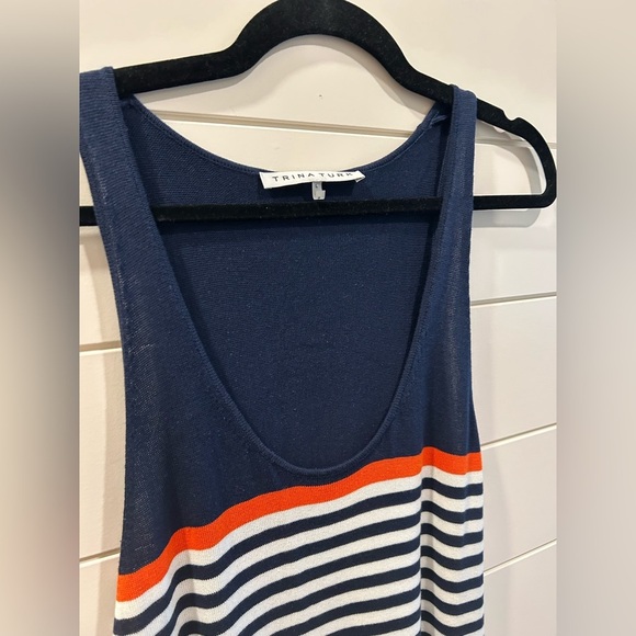 Trina Turk Striped Maxi Dress with Orange Accent Size L - Picture 4 of 7